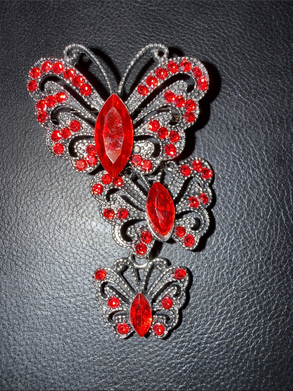 Red Crystal Butterfly Brooch - Statement Women’s Jewelry